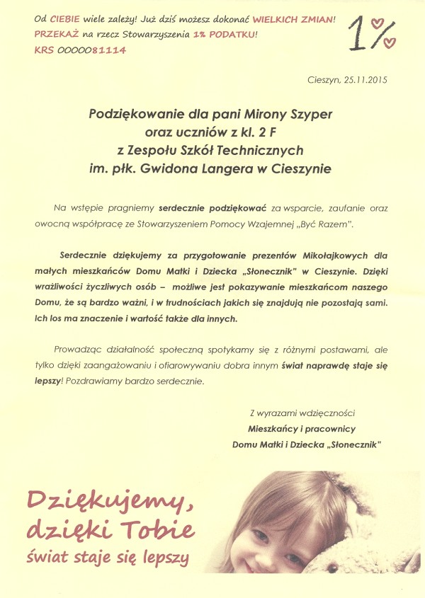 Akcja mikołajkowa dla ,,Słonecznika”