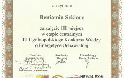III Ogólnopolski Konkurs Wiedzy o Energetyce Odnawialnej w Sieradzu